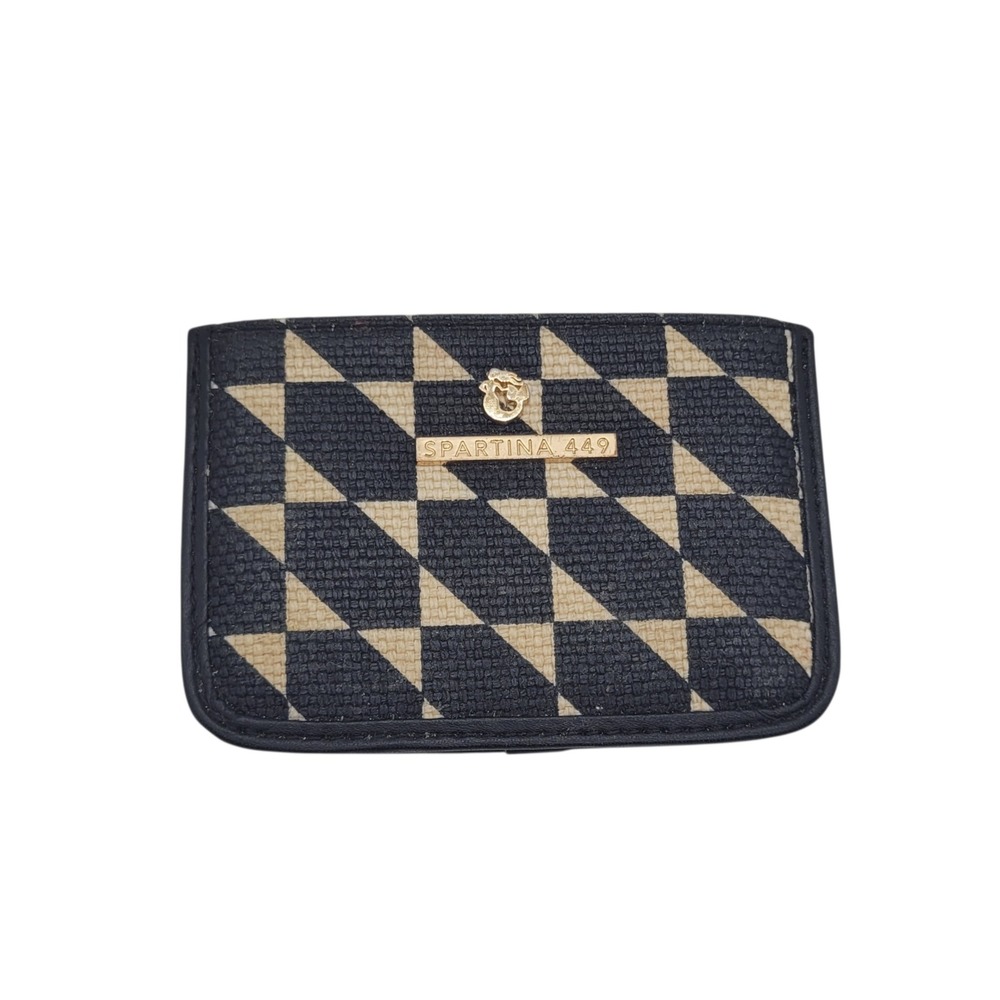 Spartina 449‎ Black and Cream Geometric Card Holder Slim Wallet Logo